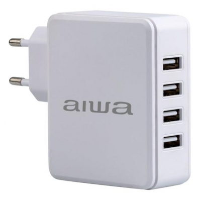 Adaptador de Tomada USB Aiwa AWCSWC4P 4 Saidas Bivolt Branco