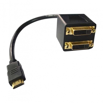 Cabo Adaptador HLD HDMI para 2X DVI-I Femea