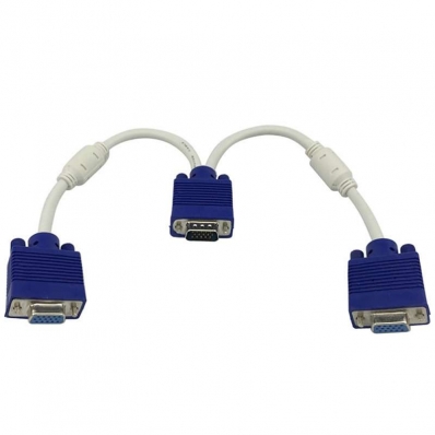 Cabo Adaptador HLD VGA Macho e 2 Saidas VGA Femeas 18 CM. Branco