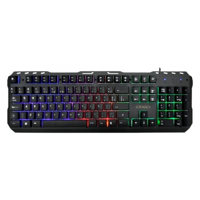 Teclado Gamer Satellite AK-851 USB/RGB Portugues - Prata e Preto