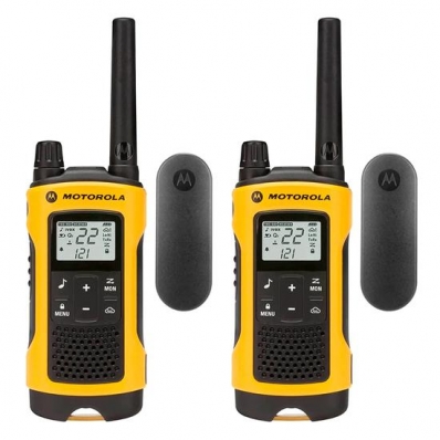 Walkie Talkie Talk Motorola T-402 35MIL-56KM Bateria Recarregavel / USB / Bivolt - Laranja e Preto
