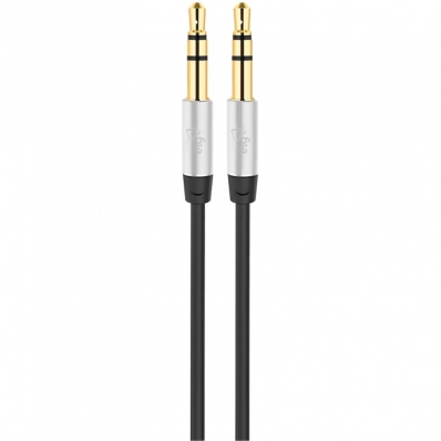 Cabo Auxiliar P2 X P2 Elg P3520HD Banhado A Ouro 24K (2 Metros) Preto