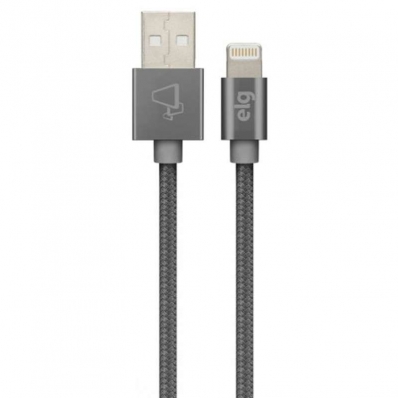 Cabo Lightning USB Elg C810BY Nylon Trancado (1 Metro) Cinza - Certificado Apple