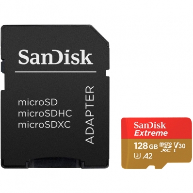 Cartão de Memória Micro SDXC Extreme A2 Sandisk 128GB 190MBS 2X1