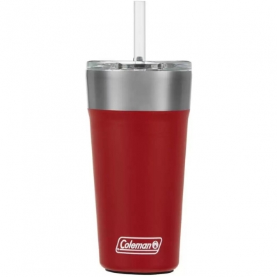 Copo Termico com Tampa e Canudo Coleman 600ML - Vermelho