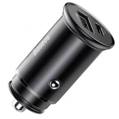 Carregador de Carro Baseus CCYS-C01 USB-A USB-C - Preto