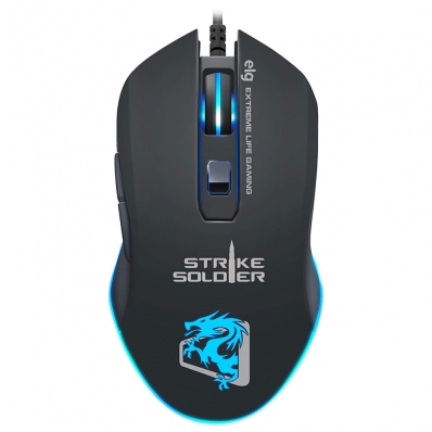 Mouse Gamer Elg Strike Soldier MGSS LED 250HZ/4MS 4800DPI - Preto