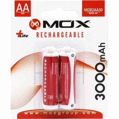 Pilha Mox AA Recarregavel 3000MAH MOB2AA30 (2 Unidades)