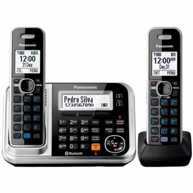 Telefone Fixo Panasonic Sem Fio KX-TG78441LCS + KX-TGA680LCS Bi-Volt