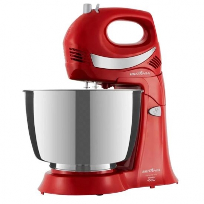 Batedeira Britania Diamante Inox - 400W - 4.3L - Inox - 220V - Vermelho