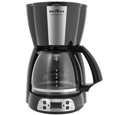 Cafeteira Eletrica Britania CP38 Digital Inox - 800W - Ate 38 Xicaras - 127V - Preto