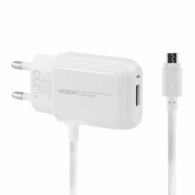 Carregador Moxom KH-66 - USB - com Cabo Microusb - Branco
