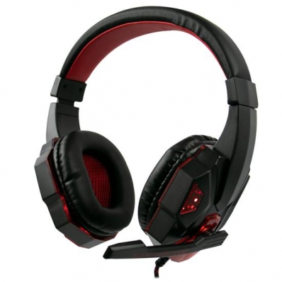 Headset Satellite AE-327 - com Fio - Driver 40MM - Preto e Vermelho