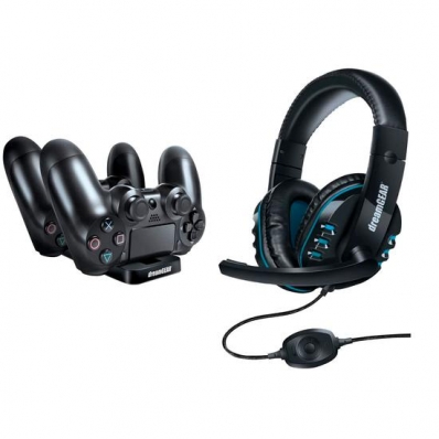 Kit Gamer Headset e Carregador de Controle DGPS4-6436 - com Fio - Preto