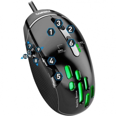 Mouse Gamer Gamemax GX10 - com Fio - 10000 Dpi - RGB - Preto