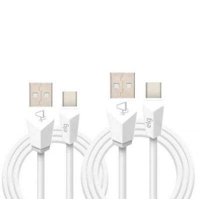 Cabo USB-C Elg CMBC12WH 2 Metros + Cabo USB-C 1 Metro - Branco