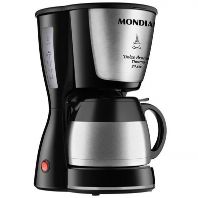 Cafeteira Mondial Dolce Arome Thermo Inox C-33JT-24X 800 Watts 127V ~ 60HZ - Preta/Prata