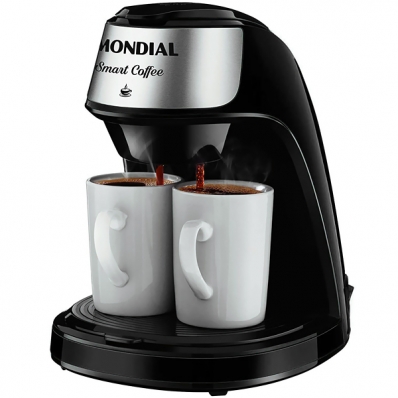 Cafeteira Mondial Smart Coffee C-42-2X-Bi 500 Watts 220V ~ 50/60 HZ com 2 Xicaras - Preta/Prata