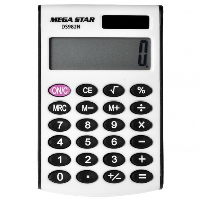 Calculadora Megastar DS982N de 8 Digitos - Branca/Preta