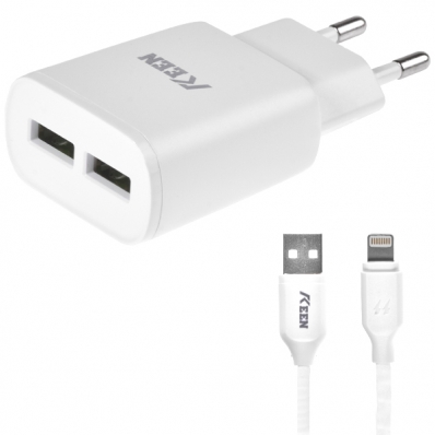 Carregador Lightning Keen KC-01 2 USB - Branco