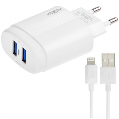 Carregador Lightning Moxom MX-HC87 2 USB Bivolt - Branco