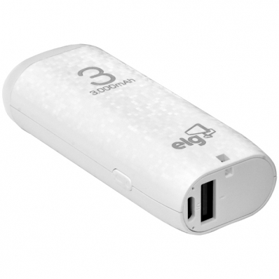 Carregador Portatil Elg PB30 3.000 Mah Saida USB - Branco