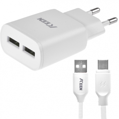 Carregador USB-C Keen KC-01 2 USB - Branco