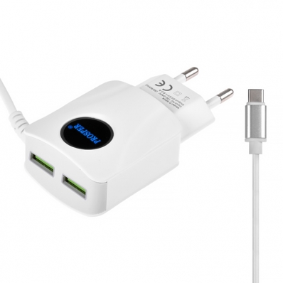Carregador USB-C Prosper P-5504 2 USB de 30 Watts - Branco