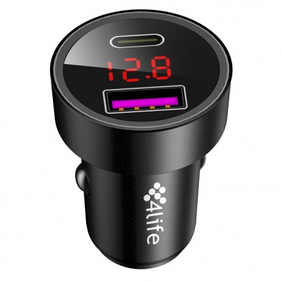 Carregador Veicular 4LIFE FLCC18ACB USB/USB-C - Preto