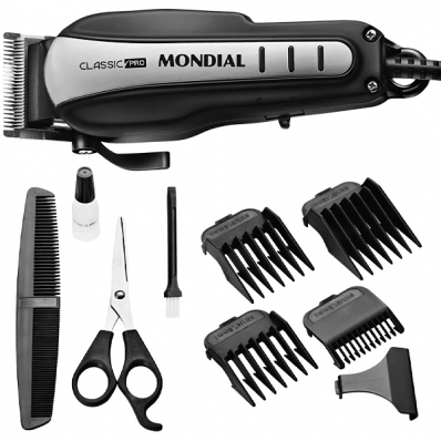 Maquina de cortar cabelo Mondial Classic Pro CR-03 10 Watts 220V ~ 60HZ - Preta/Prata