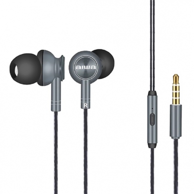 Fone de Ouvido Aiwa AWF1G com Microfone - Cinza/Preto