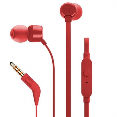 Fone de Ouvido JBL TUNE110 com Microfone e Cabo de 1.1 Metros - Vermelho