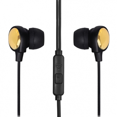 Fone de Ouvido Moxom MX-EP31 com Microfone e Cabo de 1.2 Metros - Preto/Dourado