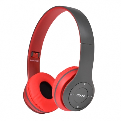 Fone de Ouvido Sem Fio Mox MO-F900 com - Cinza/Vermelho