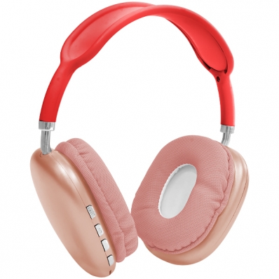 Fone de Ouvido Sem Fio X-Tech P9 com e Microfone - Vermelho/Rosa