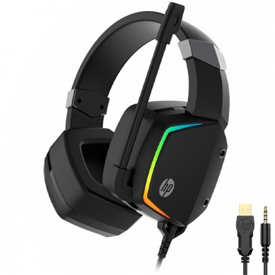 Headset Gaming HP H320 com USB/3.5 MM para PC - Preto/Prata