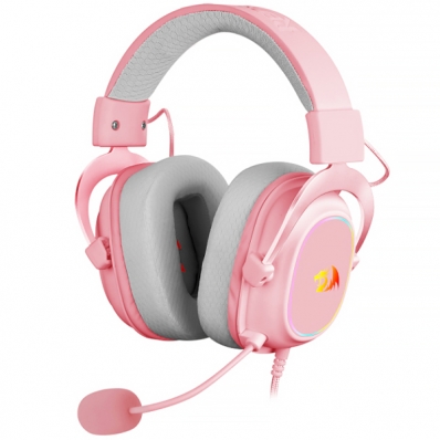 Headset Gaming Redragon Zeus X H510P-RGB 7.1 com USB- Rosa/ Branco