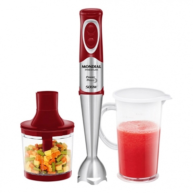 Mixer Mondial Power Mixer M-10 500 Watts + Processador de Alimentos 127V ~ 60HZ - Vermelho