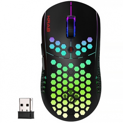 Mouse Gamer Sem Fio Krab Shadow KBGMD30 USB Ate 4.000 Dpi com Backlight RGB - Preto