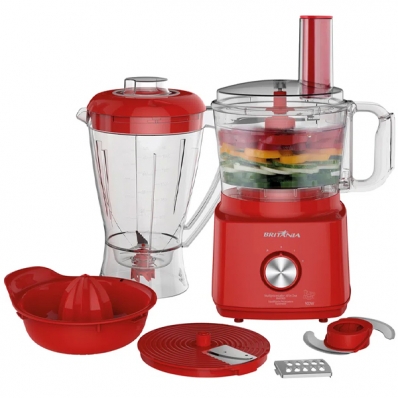 Multiprocessador Britania BMP900V Processador + Liquidificador + Espremedor 220V ~ 50/60 HZ - Vermelho