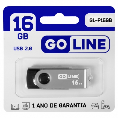 Pen Drive de 16GB Goline GL-P16GB USB 2.0 - Preto/Prata
