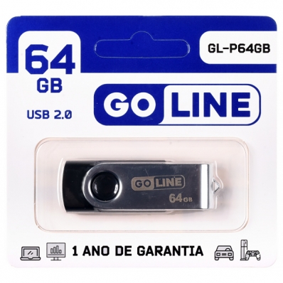 Pen Drive de 64GB Goline GL-P64GB USB 2.0 - Preto/Prata
