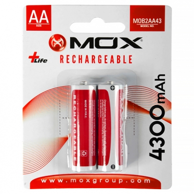 Pilha Recarregavel AA Mox MOB2AA43 de 4.300 Mah 1.2V - 2 Unidades