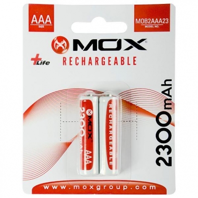 Pilha Recarregavel AAA Mox MOB2AAA23 de 2.300 Mah 1.2V - 2 Unidades