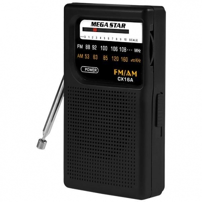 Radio Portatil AM/FM Megastar CX16A 0.5 Watts A Pilha - Preto