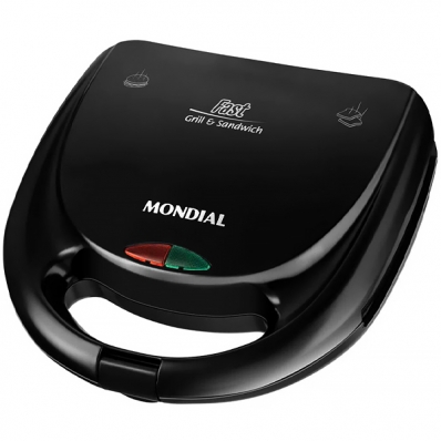 Sanduicheira e Grill Mondial Fast s-12 750 Watts 220V ~ 60HZ - Preta