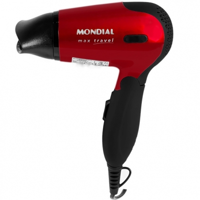 Secador de Cabelo Mondial Max Travel SC-10 1.200 Watts 220V ~ 50/60 HZ - Vermelho/Preto