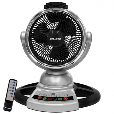 Ventilador Megastar YF-302C 9" 3 Pas 35 Watts 220V ~ 50/60 HZ - Preto/Prata