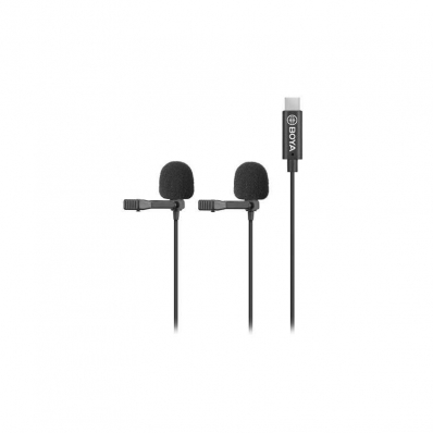 Microfone de Lapela Dupla Boya USB-C BY-M3D