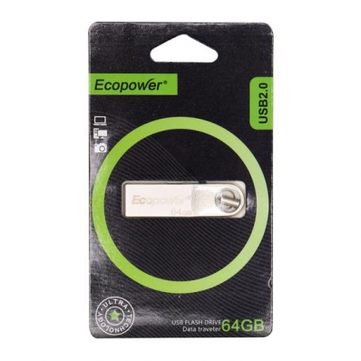 Pen Drive Ecopower - 64GB - Prata